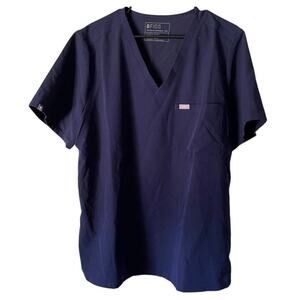 Figs Catarina One Pocket Scrub Top, Navy Blue, Plus Size 2XL